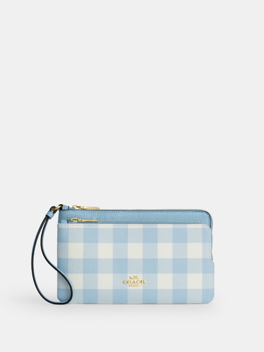 Coach Outlet Double Zip Wristlet With Gingham Print